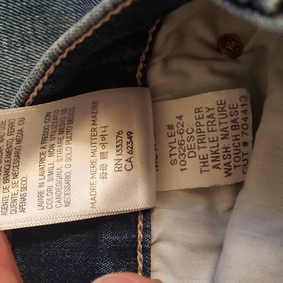 MOTHER 26 2 The Tripper Ankle Fray Jeans Denim Nature Touch Base - Picture 5 of 8